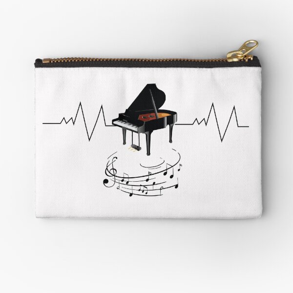 Piano Heartbeat, Piano Teacher Gift , Times for Music artists Gift,Piano Player Gift, Pianist Gift, Piano Lover, Musician Zipper Pouch