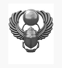 Silver Egyptian Scarab Photographic Print