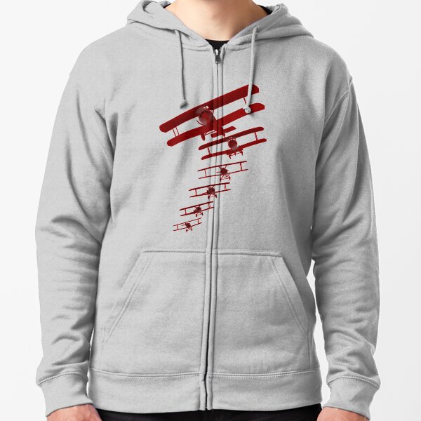 Retro Biplane Graphic Zipped Hoodie