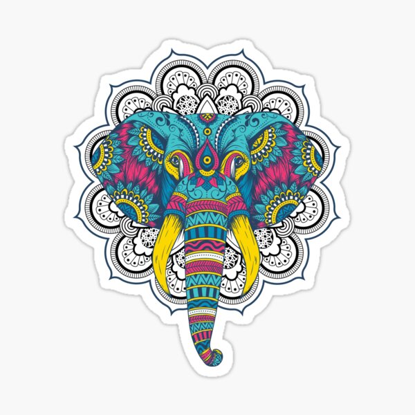 Download Elephant Mandala Coloring Stickers Redbubble