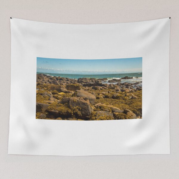 Item preview, A rocky shoreline at low tide, with seaweed on the rocks in southern Scotland designed and sold by SnapTPhotograph.