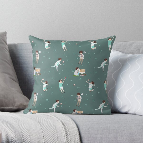 Oikawa Tooru Pattern - green Throw Pillow
