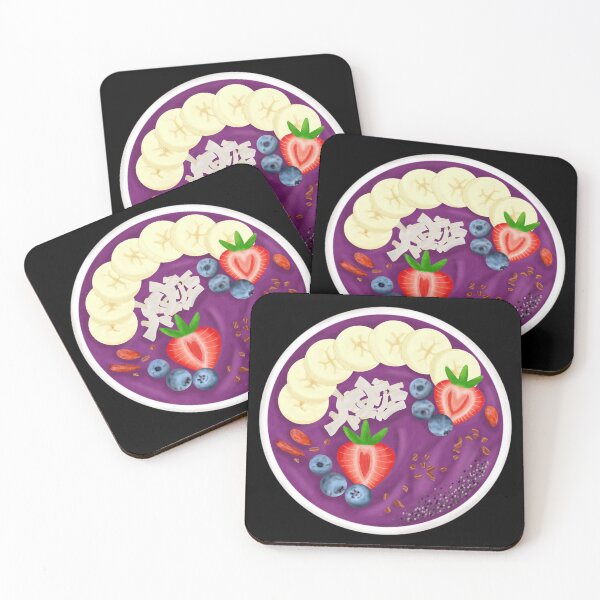 Item preview, Smoothie Acai Fruit Bowl Purple on Black designed and sold by onepiconetreat.
