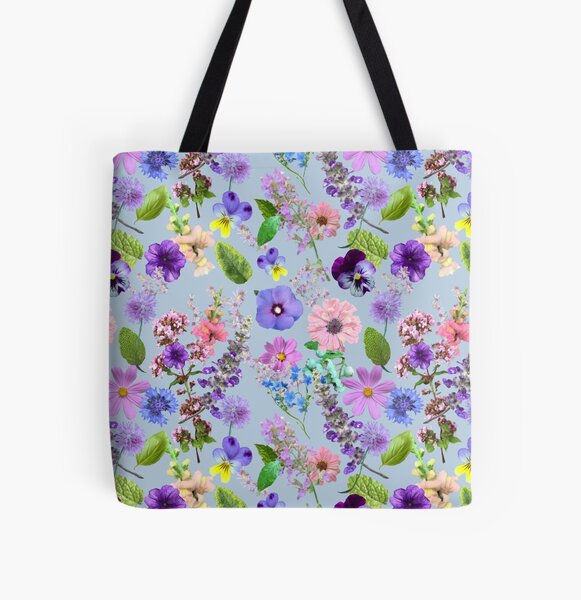 Flower cuttings from the garden in mint by Tea with Xanthe All Over Print Tote Bag