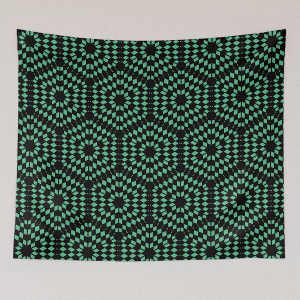 Item preview, Hexagon Chequered Tilemap Even - Black on Green Monochrome designed and sold by NoMatterLab.