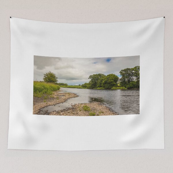 Item preview, A gravel bar and low water on a lowland Scottish river in summer designed and sold by SnapTPhotograph.