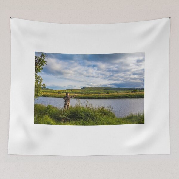 Item preview, A fisherman fly fishing in the evening on the Blackwater of Dee, Scotland designed and sold by SnapTPhotograph.