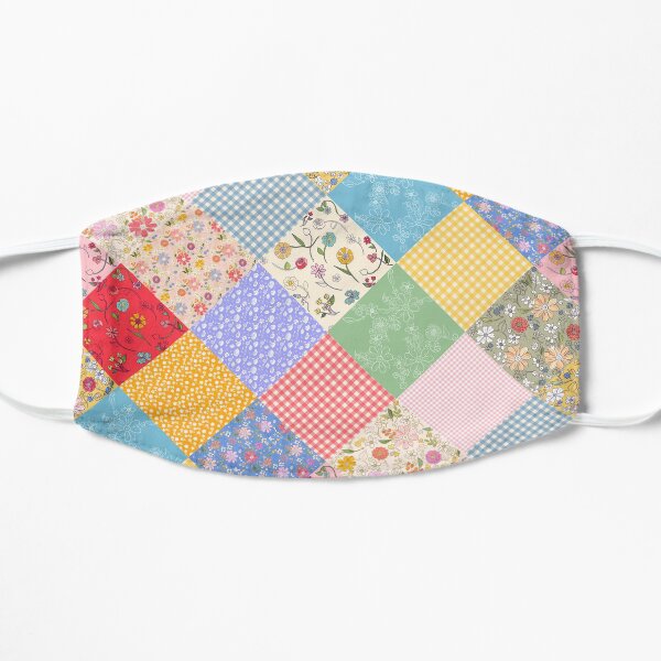 Happy cottage patchwork diamonds by Tea with Xanthe Flat Mask