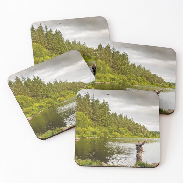 Item preview, An action shot of a fly fisherman casting a pike fly on Loch Stroan, Scotland designed and sold by SnapTPhotograph.