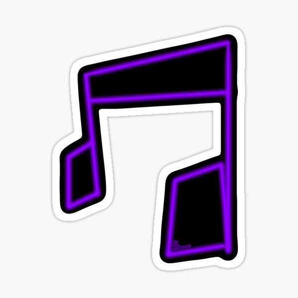 Purple Neon Music Note Abstract Glossy Sticker