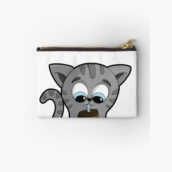 Item preview, Striped gray cat with a boba drink designed and sold by Between Clouds.