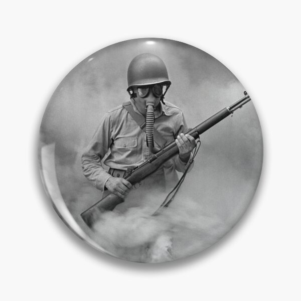 Item preview, Soldier With Rifle During Gas Mask Training - Fort Belvoir - WW2 1942 designed and sold by warishellstore.