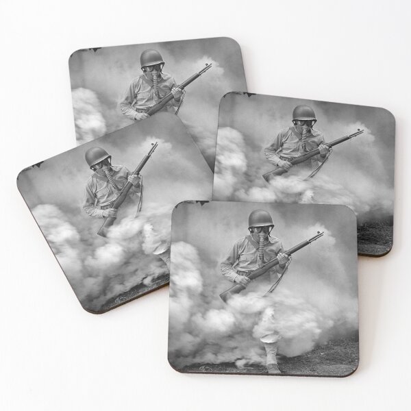 Item preview, Soldier With Rifle During Gas Mask Training - Fort Belvoir - WW2 1942 designed and sold by warishellstore.
