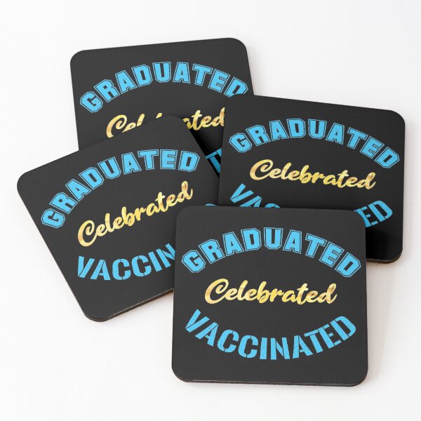 Item preview, Graduated Celebrated Vaccinated (Blue on Black) designed and sold by TheEditrix.