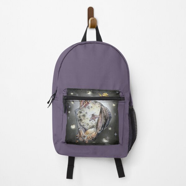 Item preview, Flying fox and Moon artwork; bat hanging from the moon with moths and lightening bugs, BELLA LUNA by Mandy Lorain,  designed and sold by MLorainArt.
