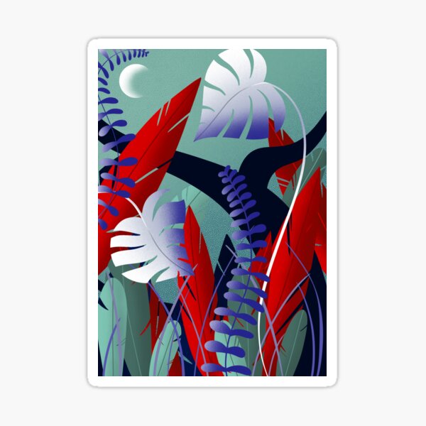 Mystical Forest At Night Sticker