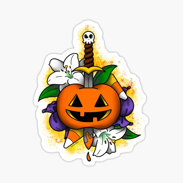 Jackolantern Flash Sheet Halloween Tattoo Print Pumpkin  Etsy Finland