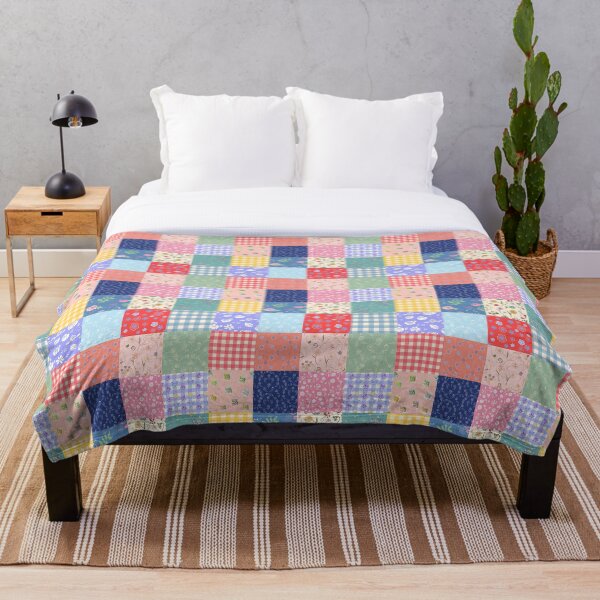Happy summer patchwork Throw Blanket