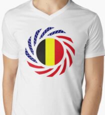 Belgian American Multinational Patriot Flag Series Men's V-Neck T-Shirt