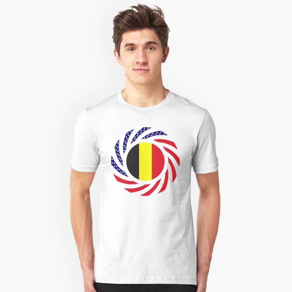 Belgian American Multinational Patriot Flag Series Slim Fit T-Shirt