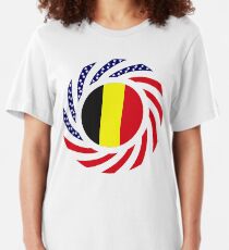 Belgian American Multinational Patriot Flag Series Slim Fit T-Shirt