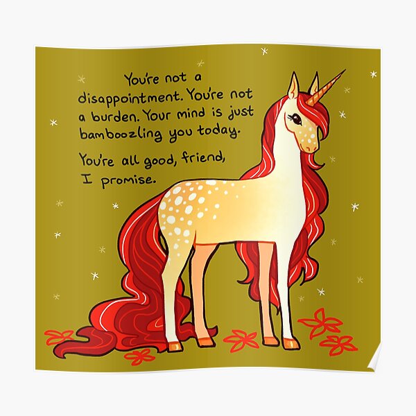 "You're Not a Burden" Peppermint Unicorn Poster