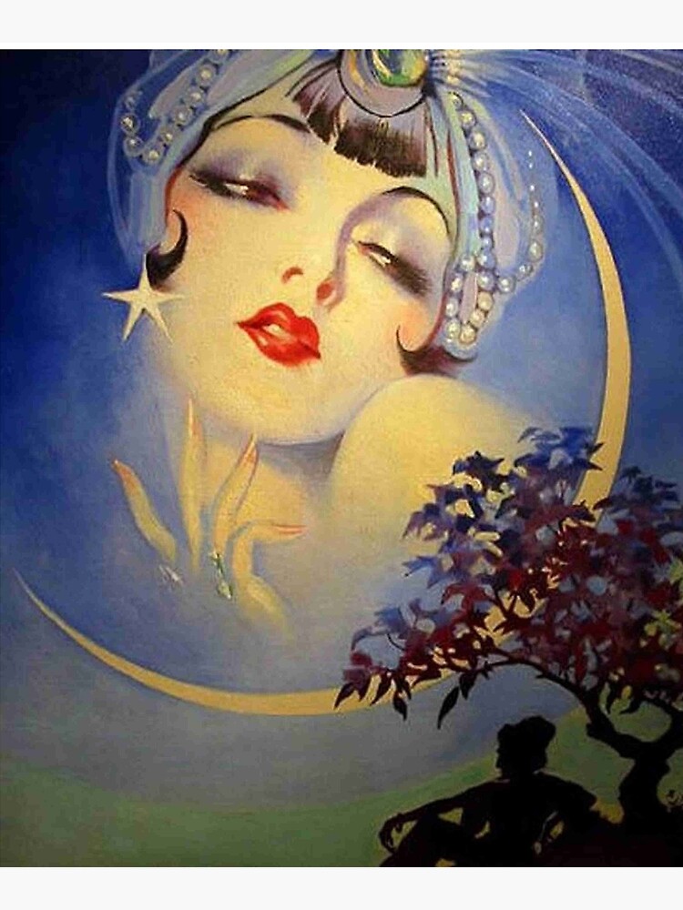 LADY in the MOON : Vintage 1927 Magazine Advertising Print by posterbobs