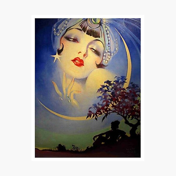 Item preview, LADY in the MOON : Vintage 1927 Magazine Advertising Print designed and sold by posterbobs.