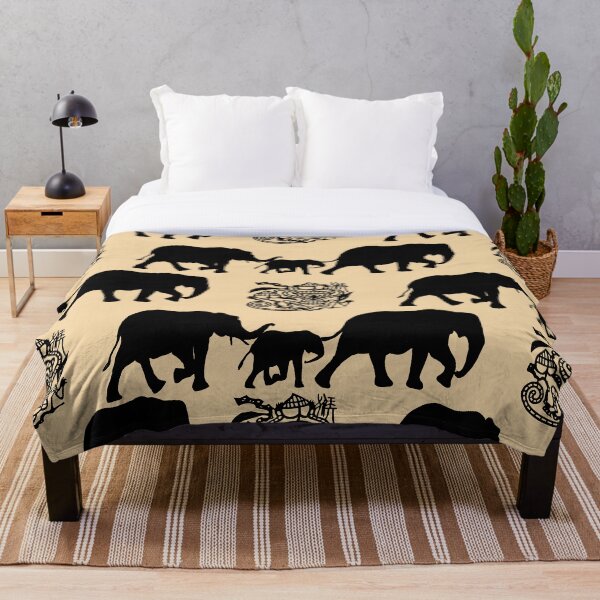 Item preview, Familia de elefantes y mono en negro sobre bronceado designed and sold by AlteredAtelier.