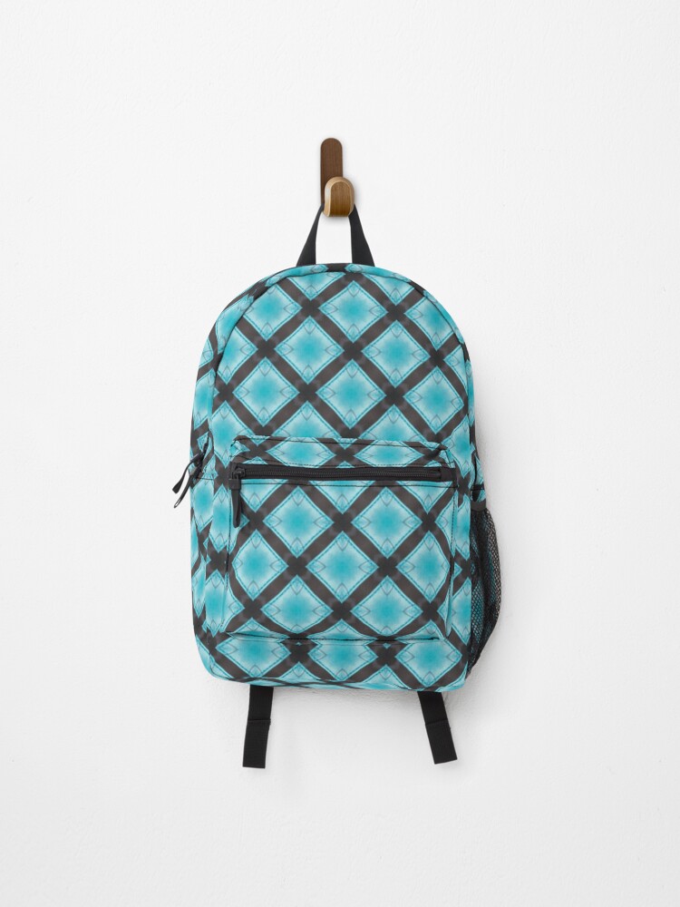 Thumbnail 1 of 3, Backpack, Teal and Black Diamonds designed and sold by RosieRiggs.