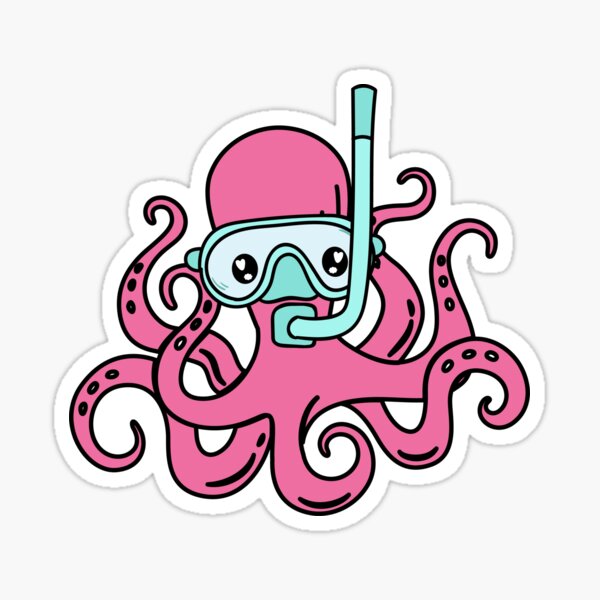 Item preview, Pink Snorkeling Octopus designed and sold by redwoodandvine.