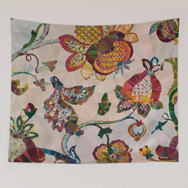 Item preview, Elizabethan Floral Embroidery Low Poly Abstract Digital Art Painting designed and sold by Vicky Brago-Mitchell®.