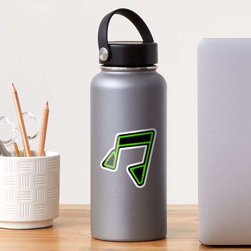 Green Neon Music Note Abstract Sticker