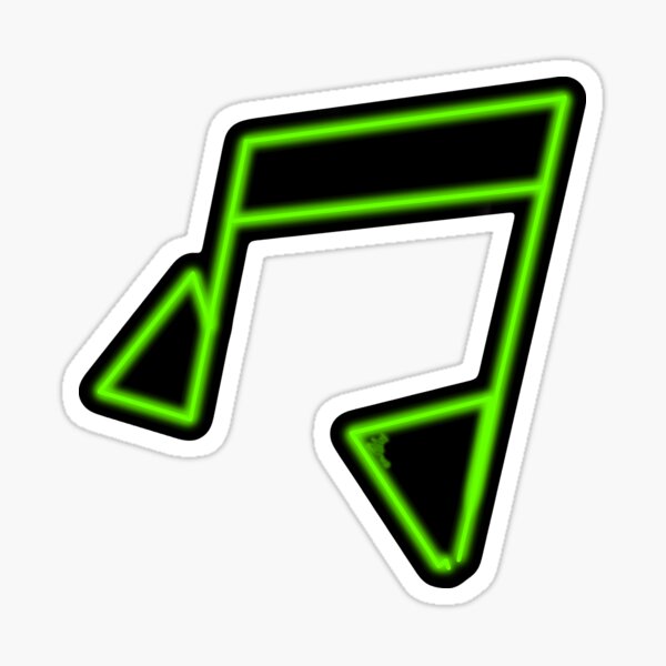 Green Neon Music Note Abstract Glossy Sticker