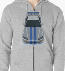 Das Grau und Blau Hoodie mit Reißverschluss