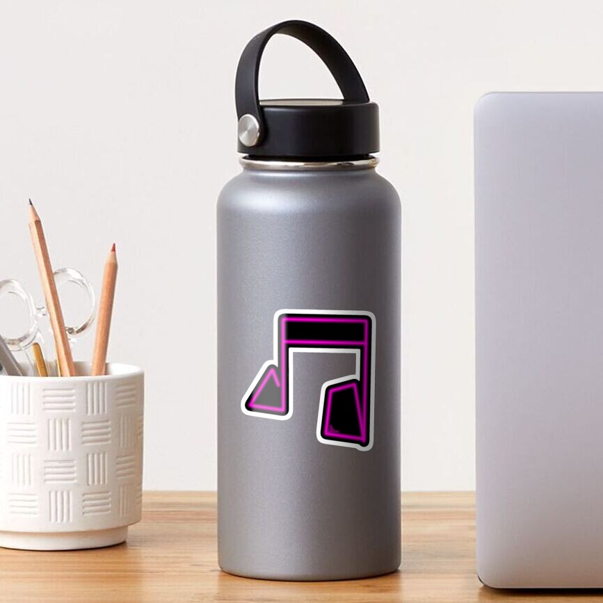 Pink Neon Music Note Abstract Sticker