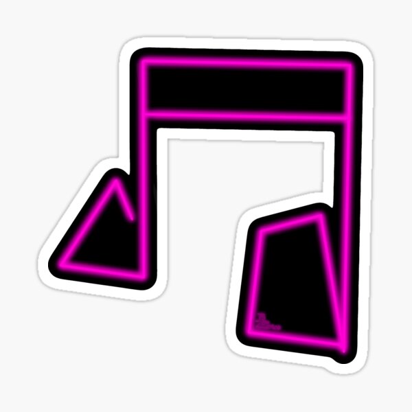 Pink Neon Music Note Abstract Glossy Sticker