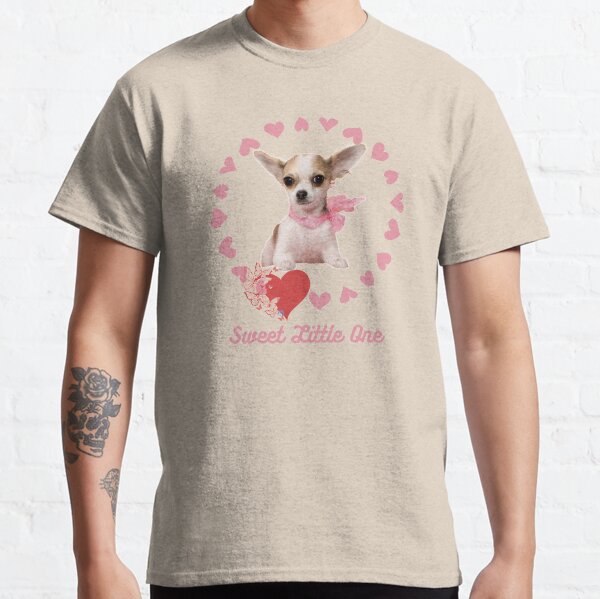 Sweet Little One Chihuahua in Circle of Pink Hearts Classic T-Shirt