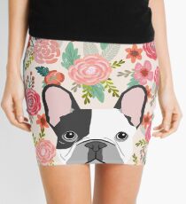 French Bulldog florals cute spring summer dog gifts pet portraits for frenchie owners Mini Skirt