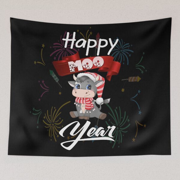 Item preview, Cute Happy New Year Cows (Happy Moo Year) (Cute New Years Fireworks) designed and sold by Harold Guillory.