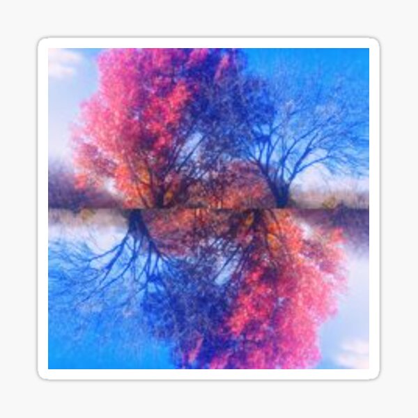 Red and Blue Trees Sticker