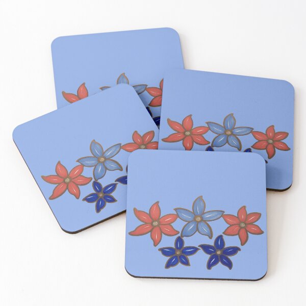 Item preview, Christmasy Hawaiian Flowers V2 on light blue designed and sold by BelindaFuller.