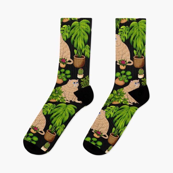 Item preview, Cats and Plants Pattern - Black designed and sold by Kraina.