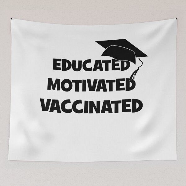 Item preview, Educated Motivated Vaccinated square cap black designed and sold by oxoxoxo.