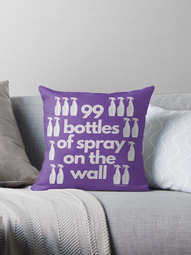 Thumbnail 1 of 4, Pillow, 99 Bottles of Spray On The Wall Spray Bottle Fun designed and sold by SavvyCleaner.