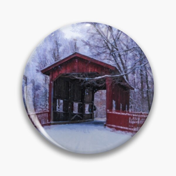 Item preview, Red Wooden Covered Bridge in Winter designed and sold by Zeph1.