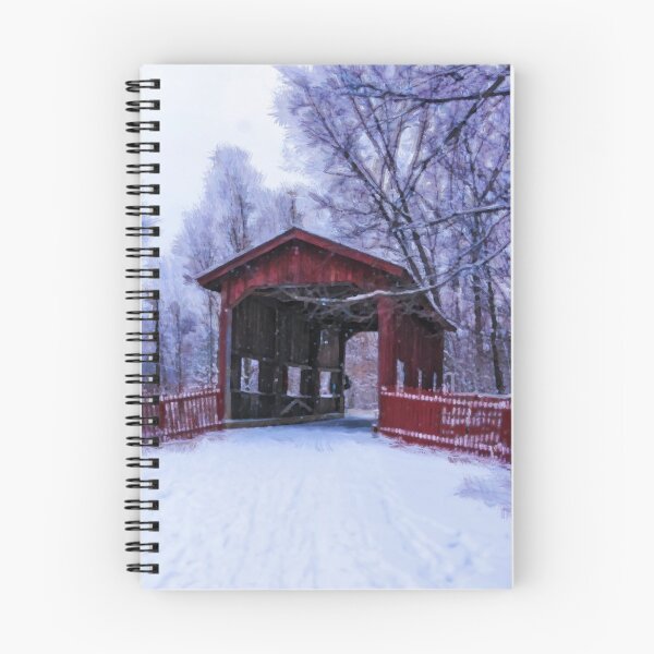 Item preview, Red Wooden Covered Bridge in Winter designed and sold by Zeph1.