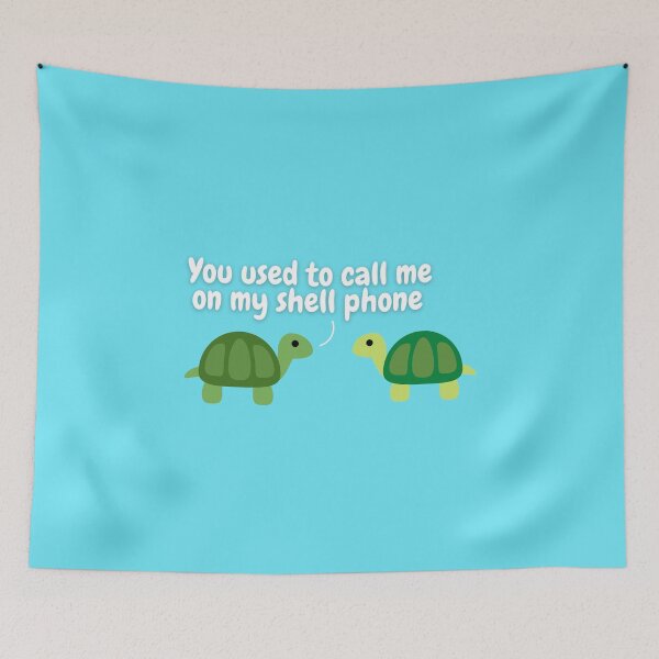 Item preview, You Used To Call Me On My Shell Phone Funny Pun Turtles - blue designed and sold by MixedBagMerch.