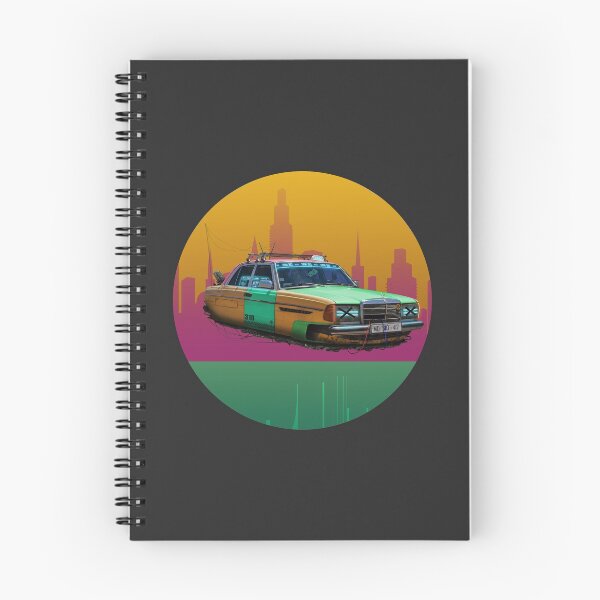 Item preview, Retrofuturistic hover taxi in front of a colorful city designed and sold by dominic0925.