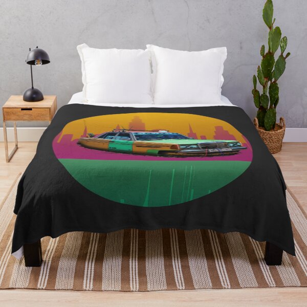 Item preview, Retrofuturistic hover taxi in front of a colorful city designed and sold by dominic0925.